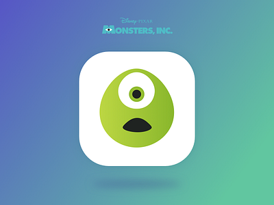 Monsters Inc. App Icon app icon application disney flat illustration ios ipad iphone logo mike wazowski minimal monsters inc