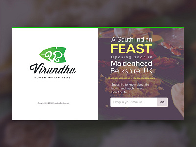 Coming Soon page coming soon feast restaurant south indian uk virundhu website