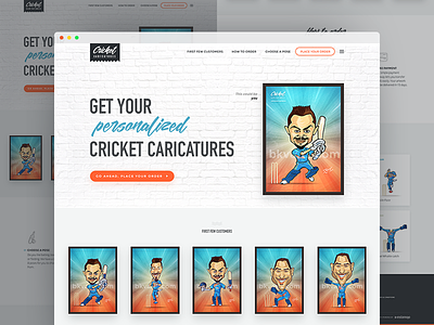 Cricket Caricatures - Homepage caricatures cricket homepage icons kohli landing page personalized
