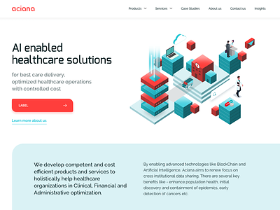 Aciana Homepage artificial intelligence blockchain healthcare homepage design illustrated website illustrations isometric landing page technology ui ux website builder