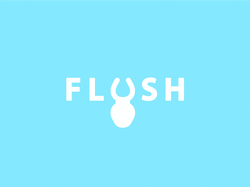 Flush Logo animated blue clean flush flushing hygiene restroom simple toilet toilet seat water wc