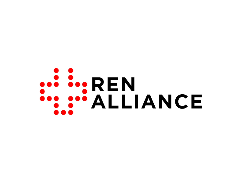 Renalliance Logo blood cross dot dots logo minimalist red simple