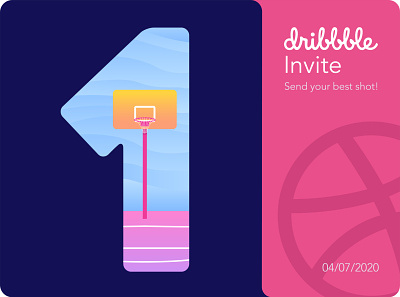 1 invite basketball branding clean design draft flatdesign free giveaway graphicdesign illustration illustrator invite typography vector