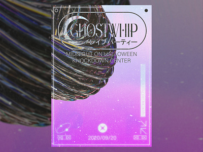 Ghostwhip concept poster 2000s 3d 3d render 80s 90s chrome chrometype graphic design logo poster rave poster render retro techno poster typography y2k aesthetic y2k fashion y2k logo y2k style