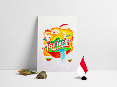 merdeka illustration independence day style watercolor