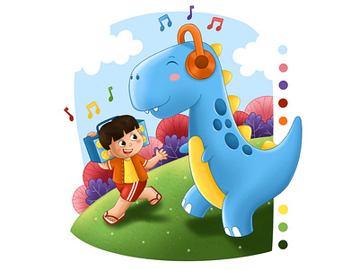 Dinooo cartoon childrenbook colorful coverbook design illustration