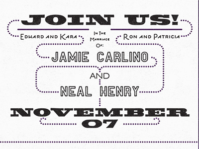 Jamie +Neal: Invitations invitations join us wedding woodtyperevival