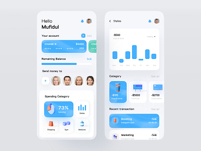 Finance app by Mufidul on Dribbble