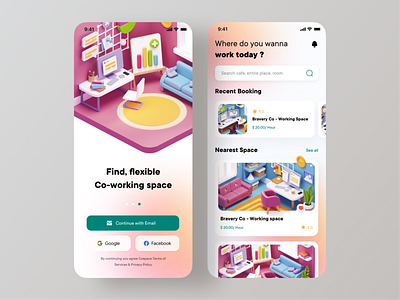 Real estate | Co-working space apartment cards ui dribbble best shot homerental house minimal ofspace onboarding screen product page property property management real estate real estate agency realestate realestate app realestateagent reantal app rental app uidesign uxdesign