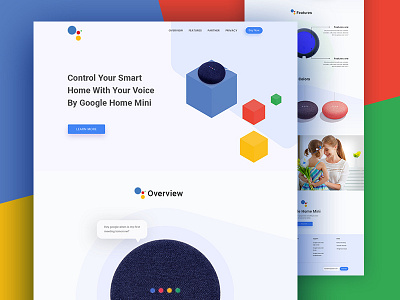 Google home mini landing page concept branding design google google home mini graphic design landingpage uiux webdesign webui