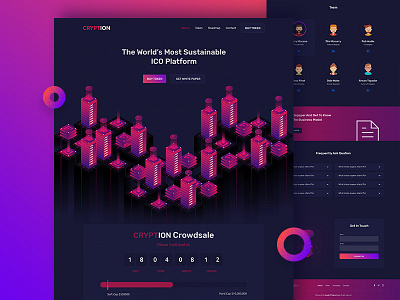 ICO Landing III bitcoin color cryptocurrency ethereum fireart studio gradient header ico illustration landingpage layout ninja uxdesign websitedesign