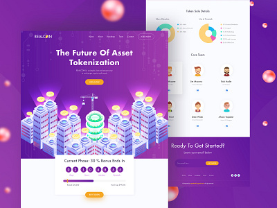 ICO Realestate Landing asset bitcoin color cryptocurrency header homepage ico illustration landingpage minimal product properties real estate table table design typography uidesign uxdesign webdesign websitedesign