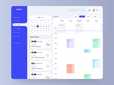 Project Management - Calendar 2019 trends analytics calendar chart dashboard design design header hiwow homepage landingpage minimal product design project management table typography uidesign uxdesign webapp webdesign websitedesign