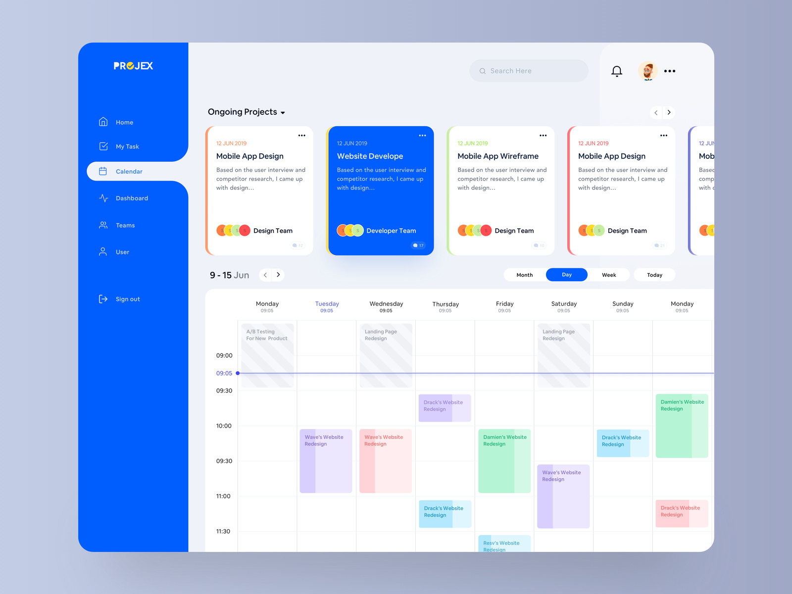 Project Management - Calendar by Mufidul for Hiwow on Dribbble