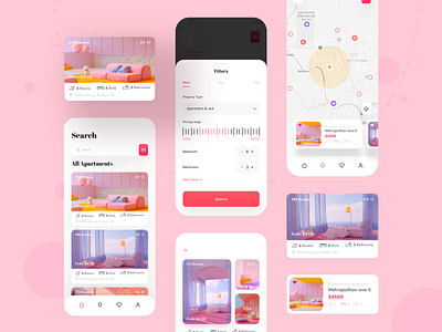 Apartment rental app 🏠 apartment colorful app designer dribbble filter filters hiwow maps minimal modern app design navigation product designs trend 2019 trending design typography uidesign uidesigns user experience userinterface uxdesign