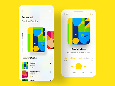 Podcast App app app designer audiobook book colorful app dribbble hiwow minimal modern app design music player podcast product designs trend 2019 trending design typography uidesign user experience userinterface uxdesign yellow