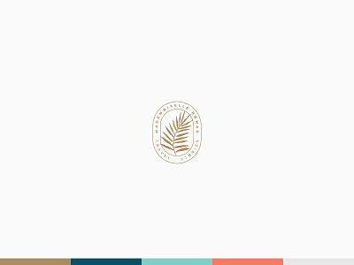 Alternate mark for Mademoiselle Nomad alternate logo brand identity brand styling branding colour palette gold nomad palm leaf submark tropical turquoise visual identity