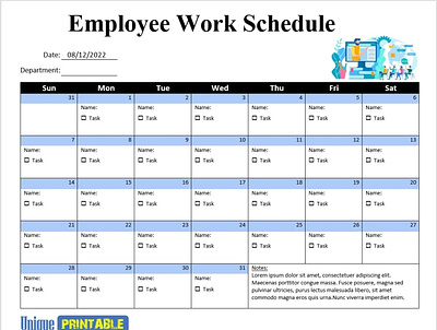 Work Schedule Template designs, themes, templates and downloadable ...