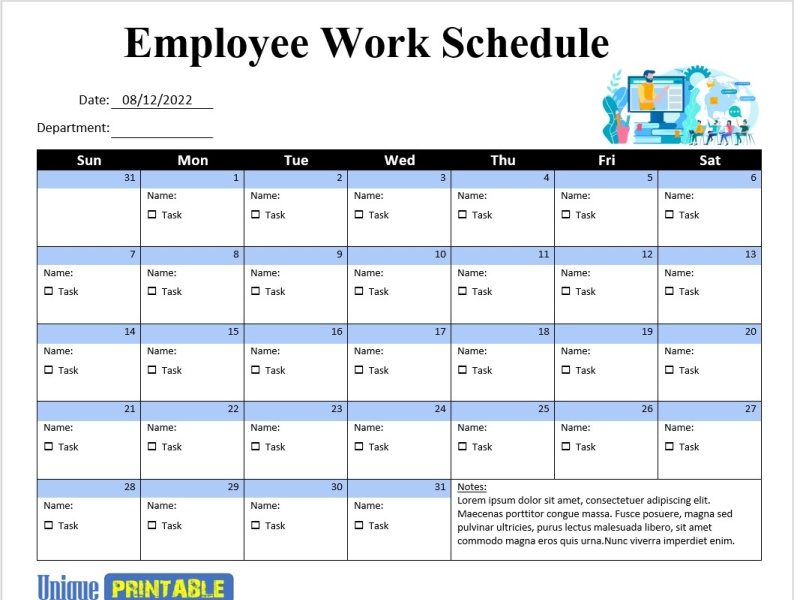 Printable Employee Work Schedule Template By PrintableTemplates On Dribbble