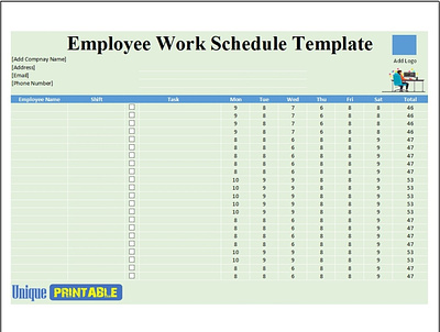 Weekly Employee Schedule Template Excel design editable templates printable templates template templates