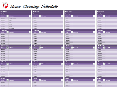 Weekly Cleaning Schedule Template Excel Free Download