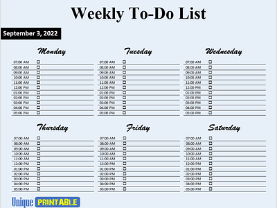 Weekly To Do List Template free Download / Personal Organizer