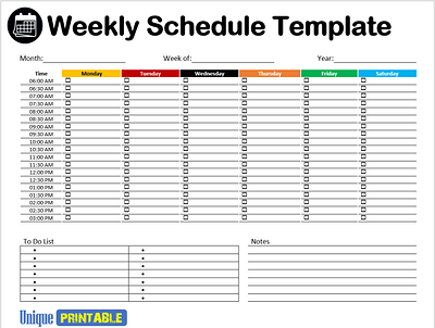 week chart template