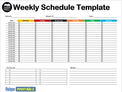 Weekly Schedule Template Word by PrintableTemplates on Dribbble