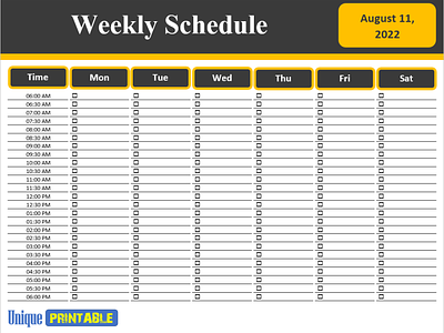 Hourly Weekly Schedule Template Free Download