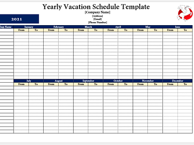 Vacation Schedule Template for Employees
