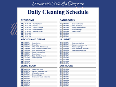 Cleaning Schedule Template Word Free Download