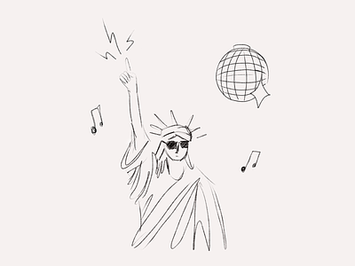 Statue of Liberation dance disco drawing hand drawn minimal minimalism new york nyc procreate statue of liberty