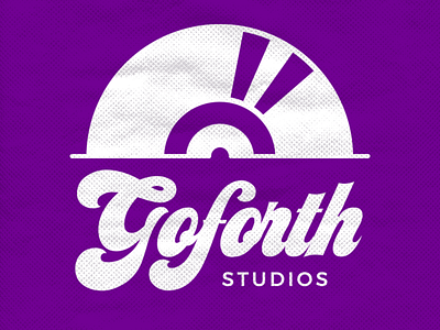Goforth Studios 70s cursive halftone logo music purple record retro type vintage