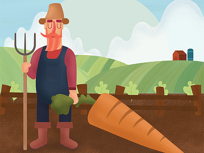 Farmer with carrot art art book book branding carrot character child children child theme childbook concept creative cute design digital digital art drawing farm illustration illustrator village