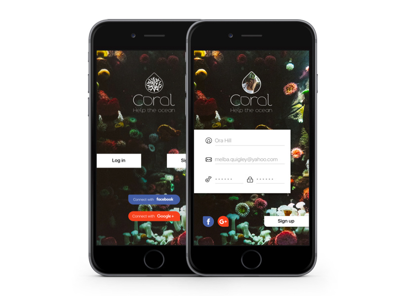 Coral App DailyUI 001 Signup Page by Yann on Dribbble