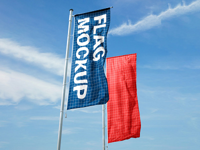 FREE Vertical Flag Mockup PSD