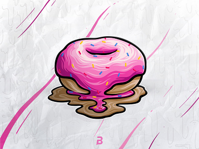 Donut Illustration candy donut doughnut food ice illustration melt pink simpsons