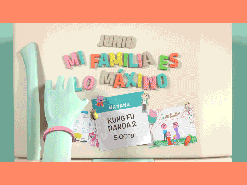 JUNIO, MI FAMILIA ES LO MÁXIMO 3d c4d cinema 4d discovery kids family fridge hands magnet