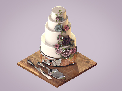 Wedding Cake cake flowers isometric succulents wedding