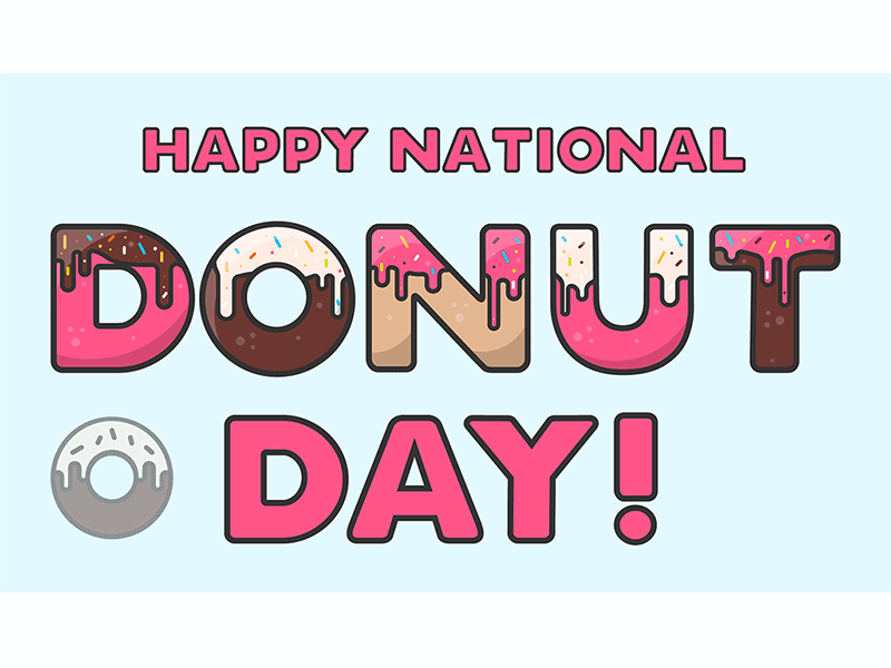 Donut worry, be happy! design donut day gif graphic design illustration type design typography vector vectorillustration