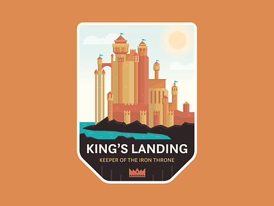 King's Landing badge branding design fantasy flat game of thrones graphic design icon illustration iron throne kings landing logo vector