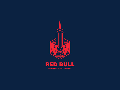 Red Bull Construction Company branding building bull construction design graphic design illustrator logo minimal red