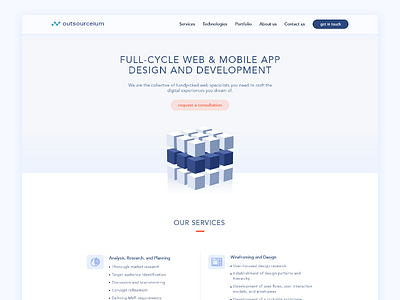 Outsourceium development company website design