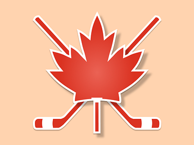 Canada Sticker - Maple leaf and ice hockey sticks