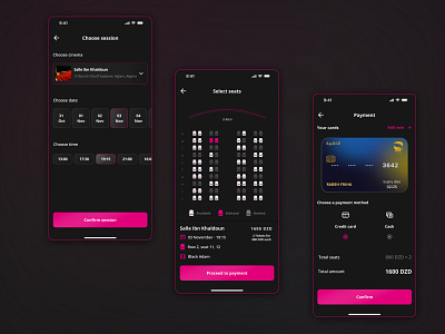 Cinema Booking App app booking cinema booking design illustration movie movie theater prototyping ui user experience user interface uxui design wireframes