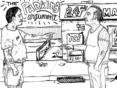 The Parking Argument - Random Drawing art cartoon different doodle drawing illustration scenario