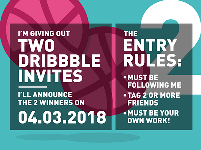 2 INVITATIONS dribbble dribbblers giveaway invitation invite