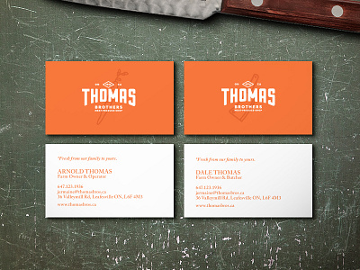 Thomas Bros Business Cards badge branding butcher identity illustrator logo meat vector