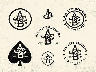 All-City Bruisers Monogram & Badge Exploration badge branding club greasers identity illustrator logo rock n roll rockabilly vector