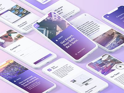 Nexar web design city design gradient layout mobile mockup purple strips tech typography ui ux web website